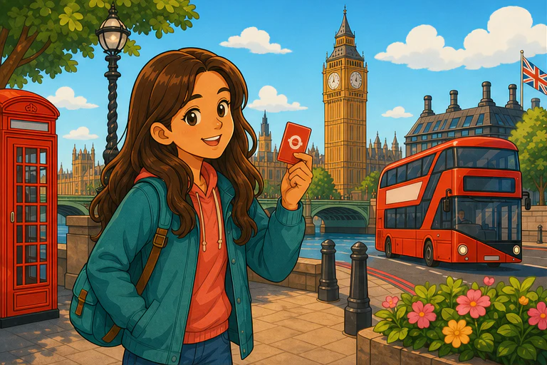 Rysunkowa Maja podczas zakończonej wycieczki do Londynu
