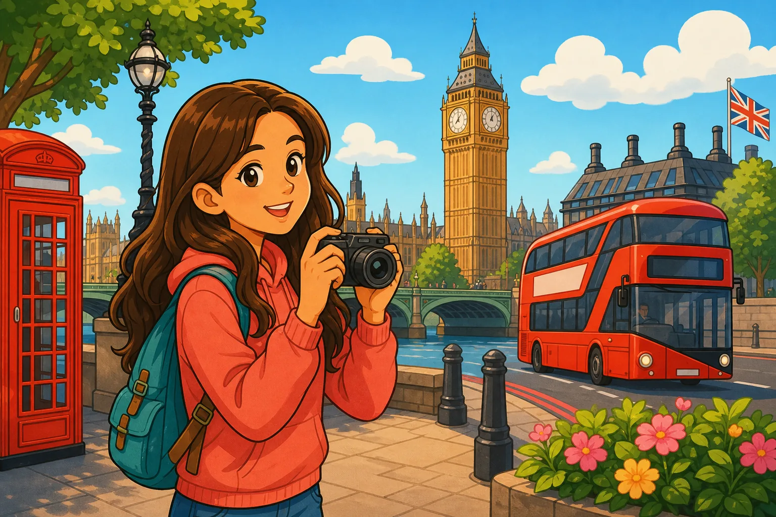 Rysunkowa Maja podczas zakończonej wycieczki do Londynu